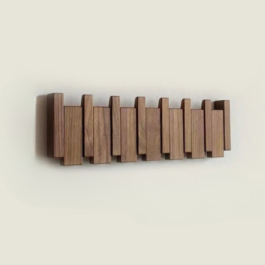 Wooden Wall Hooks with Foldable Coat Hangers