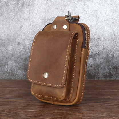 Leather Belt Bag with Secure Zip Pockets