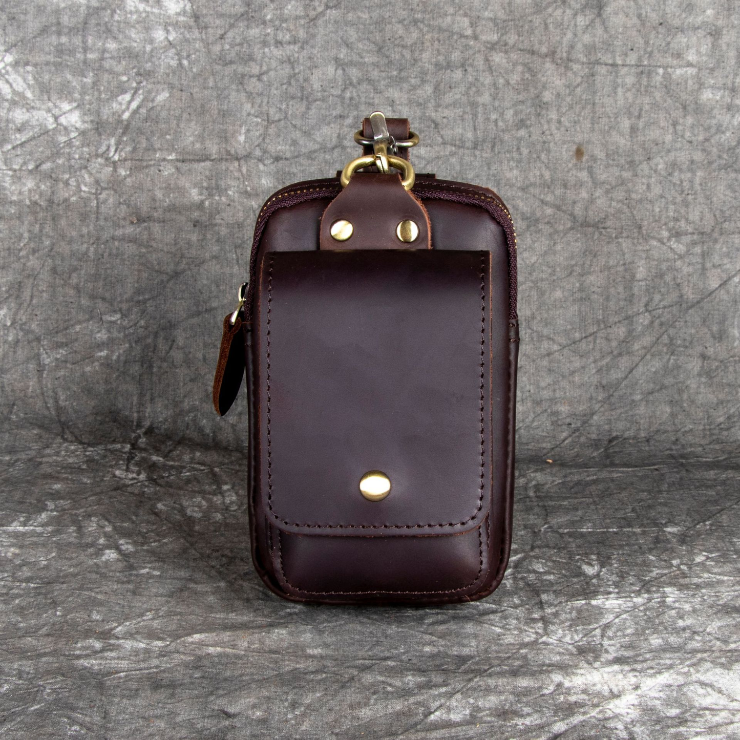 Leather Belt Bag with Secure Zip Pockets