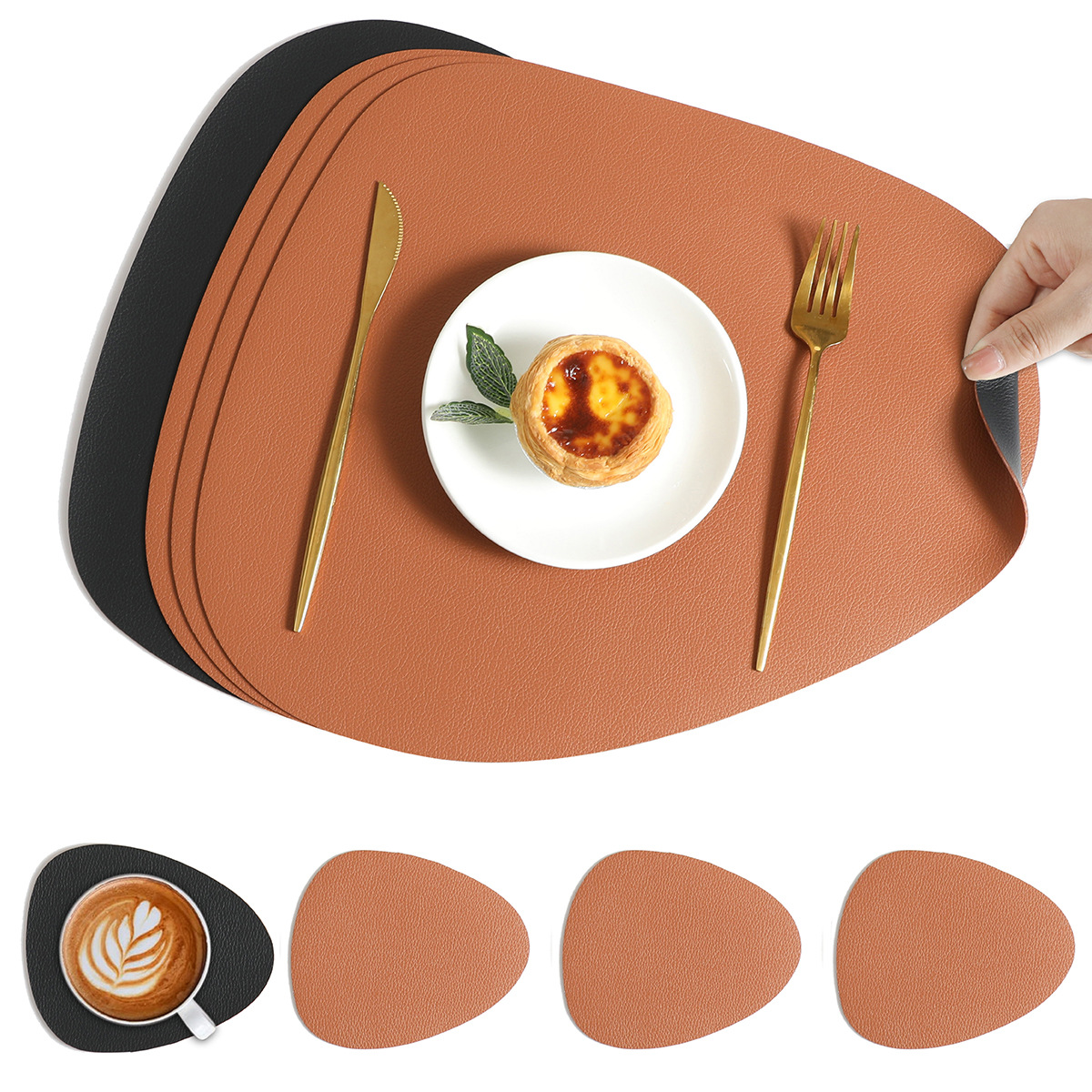Table Mats Reversible Faux Leather Dining Set