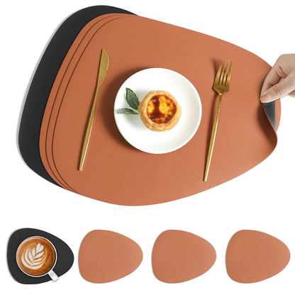 Table Mats Reversible Faux Leather Dining Set
