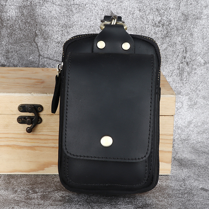 Leather Belt Bag with Secure Zip Pockets