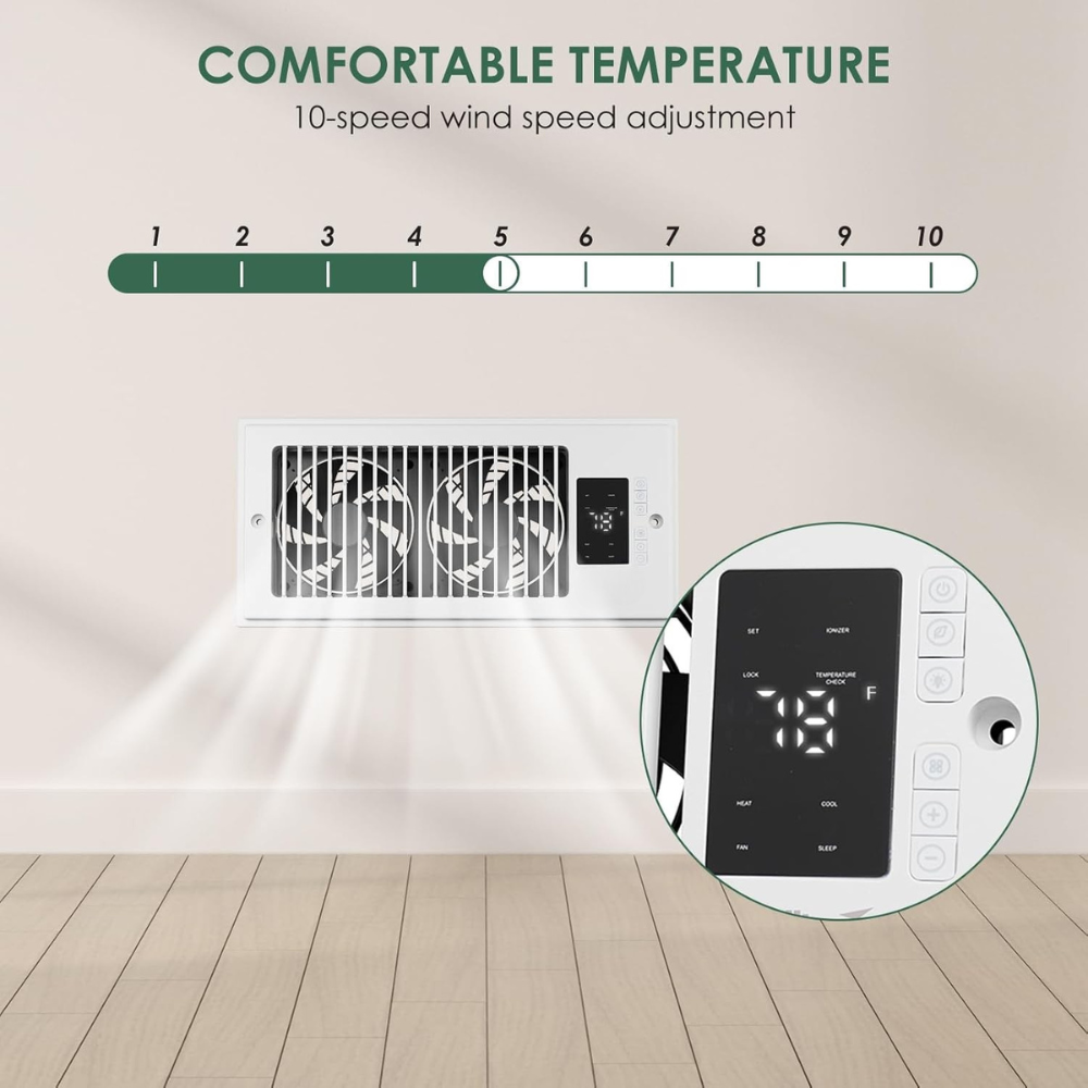 Floor Vent Fan Booster with Remote Control