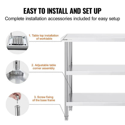 Stainless Steel Work Table with Adjustable Shelves