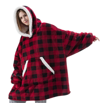 Oversized Fleece Hoodie Blanket with Pocket
