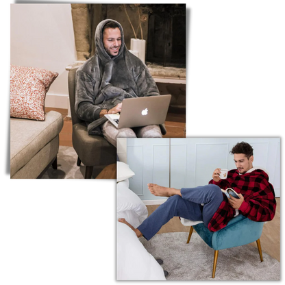 Oversized Fleece Hoodie Blanket with Pocket