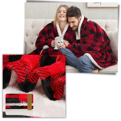 Oversized Fleece Hoodie Blanket with Pocket