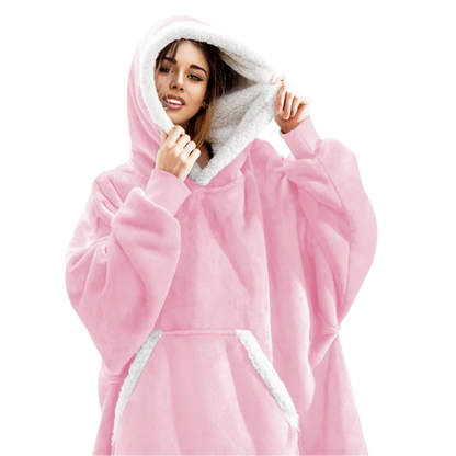 Oversized Fleece Hoodie Blanket with Pocket
