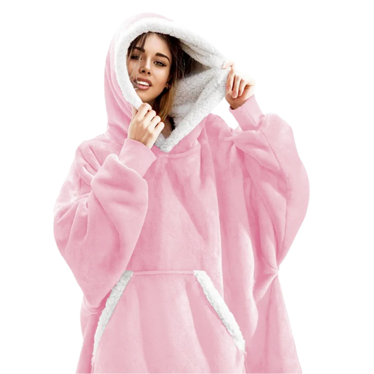 Oversized Fleece Hoodie Blanket with Pocket