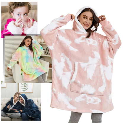 Oversized Fleece Hoodie Blanket with Pocket