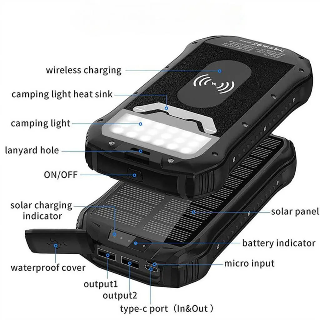 Power Bank Solar Fast Charging Outdoor Waterproof
