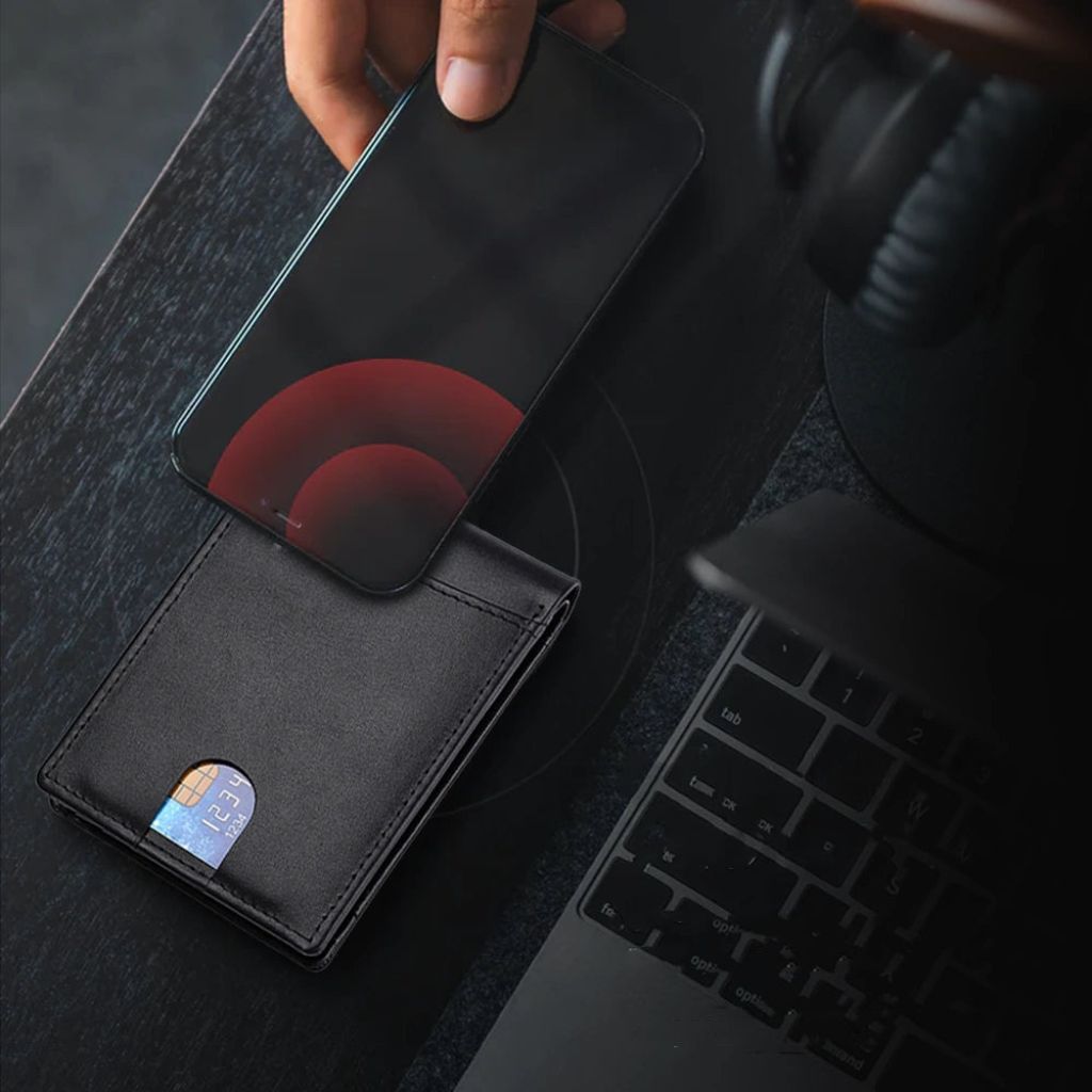 Leather Wallet Slim RFID Blocking with Tracker