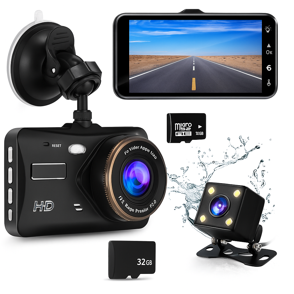 Dash Cam Front Rear Car Camera Night Vision