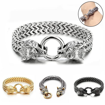 Great Gift - Men's Retro Viking Wolf Bracelet
