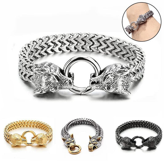 Great Gift - Men's Retro Viking Wolf Bracelet