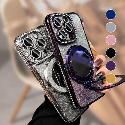 Phone Case with Mirror Magnetic Stand Glitter