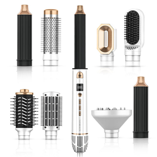 Hair Dryer Brush with Curling and Volume Attachments