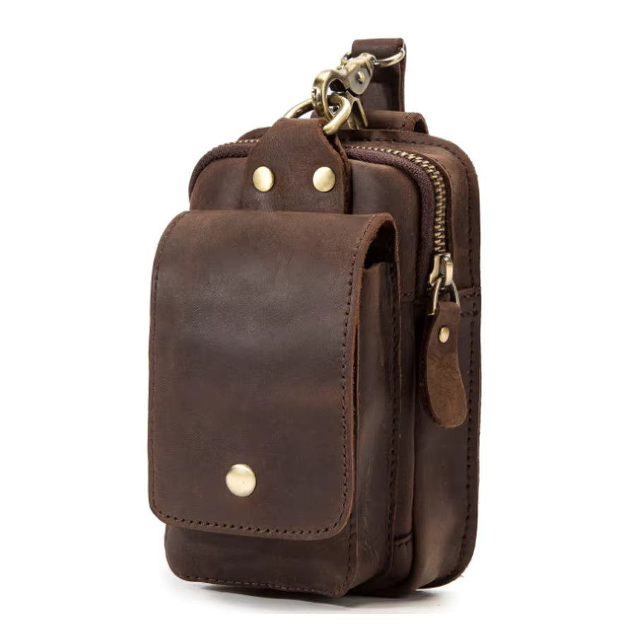 Leather Belt Bag with Secure Zip Pockets