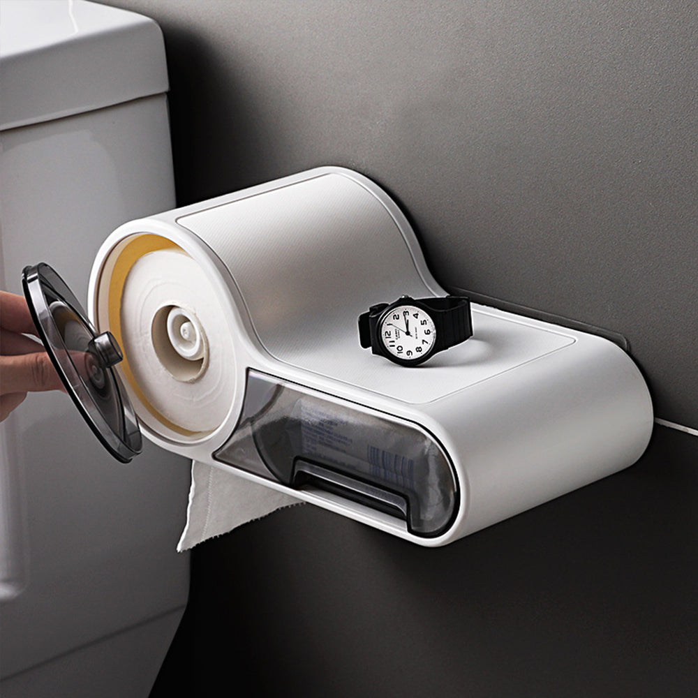 Toilet Roll Holder with Waterproof Wall Shelf