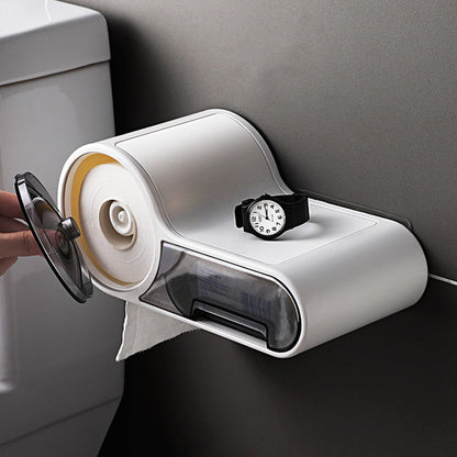 Toilet Roll Holder with Waterproof Wall Shelf
