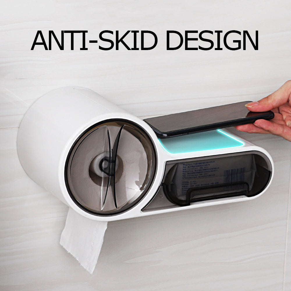 Toilet Roll Holder with Waterproof Wall Shelf